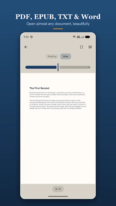 View mode preserving original document layout with a page position slider